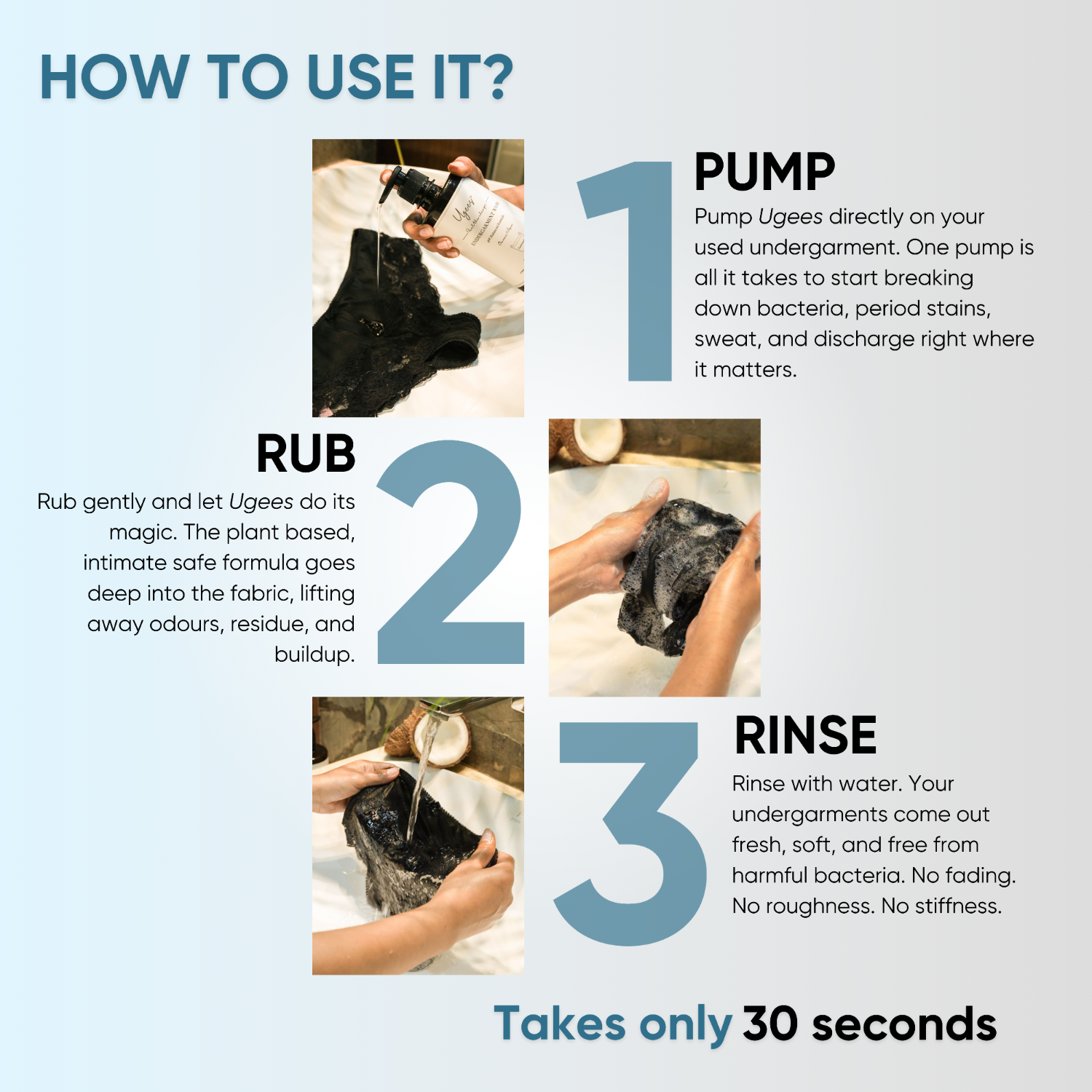 Instructions on how to use a product labeled &