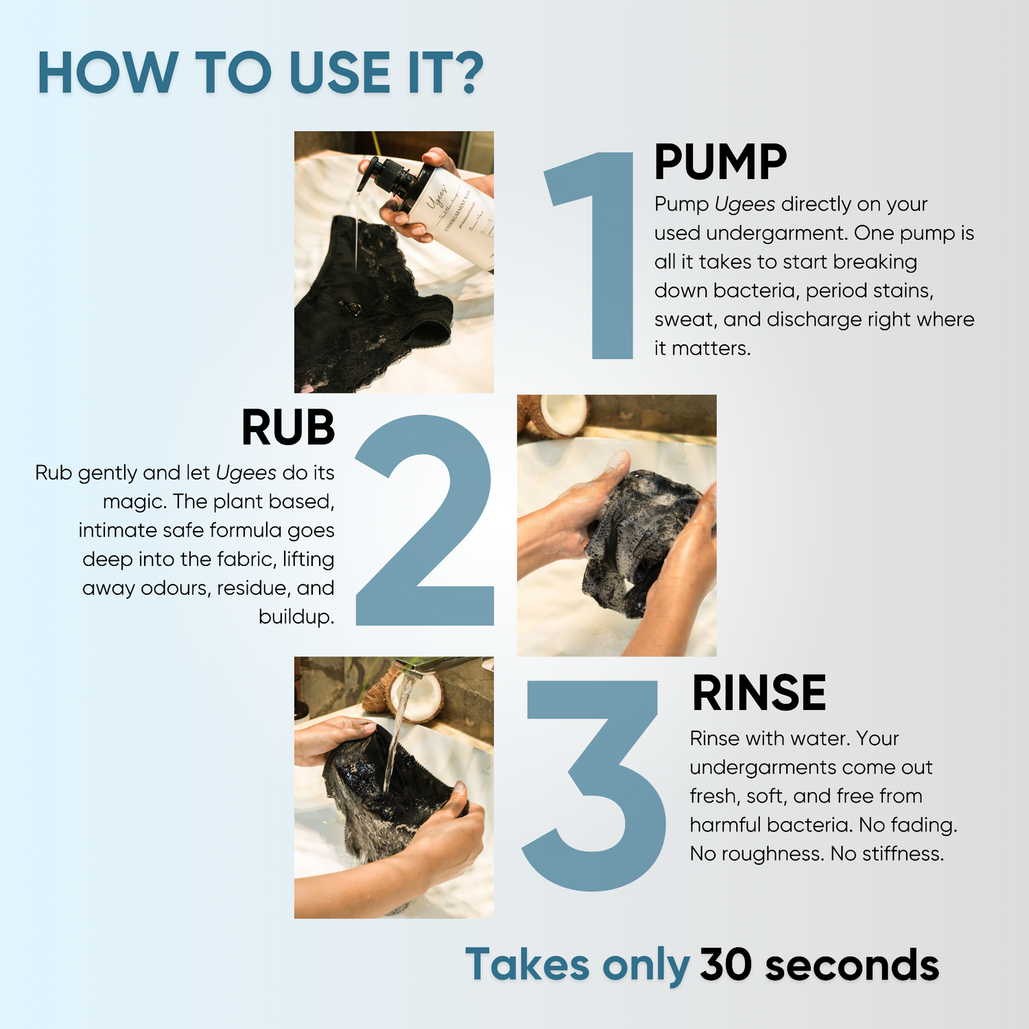 Instructions on how to use a product labeled &