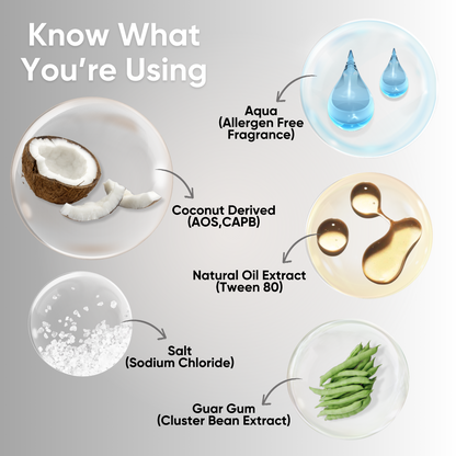 Diagram of ingredients used in a product with labeled components on a gray background.