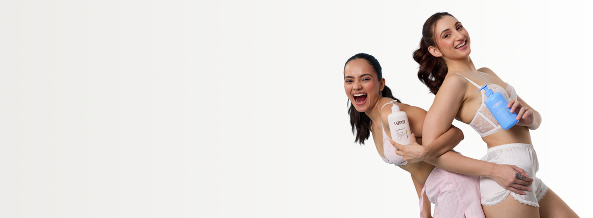 Two Happy women with Ugees Undergarment wash